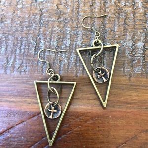 Bronze triangle earrings